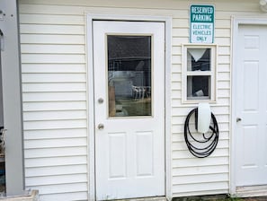Guests can park their electric vehicles in designated spaces with easy access to charging facilities.