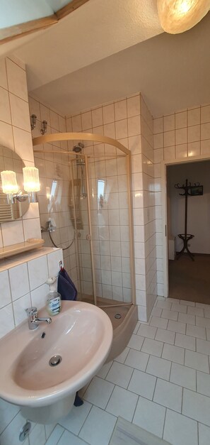 Shower, soap, toilet paper
