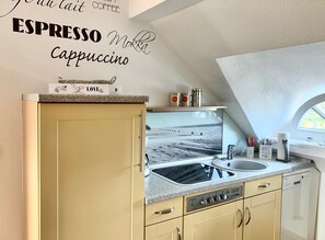 Fridge, microwave, stovetop, dishwasher