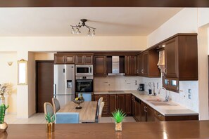 Full-sized fridge, microwave, oven, stovetop - Amalia Villa with Private Pool (Mylopotamos)