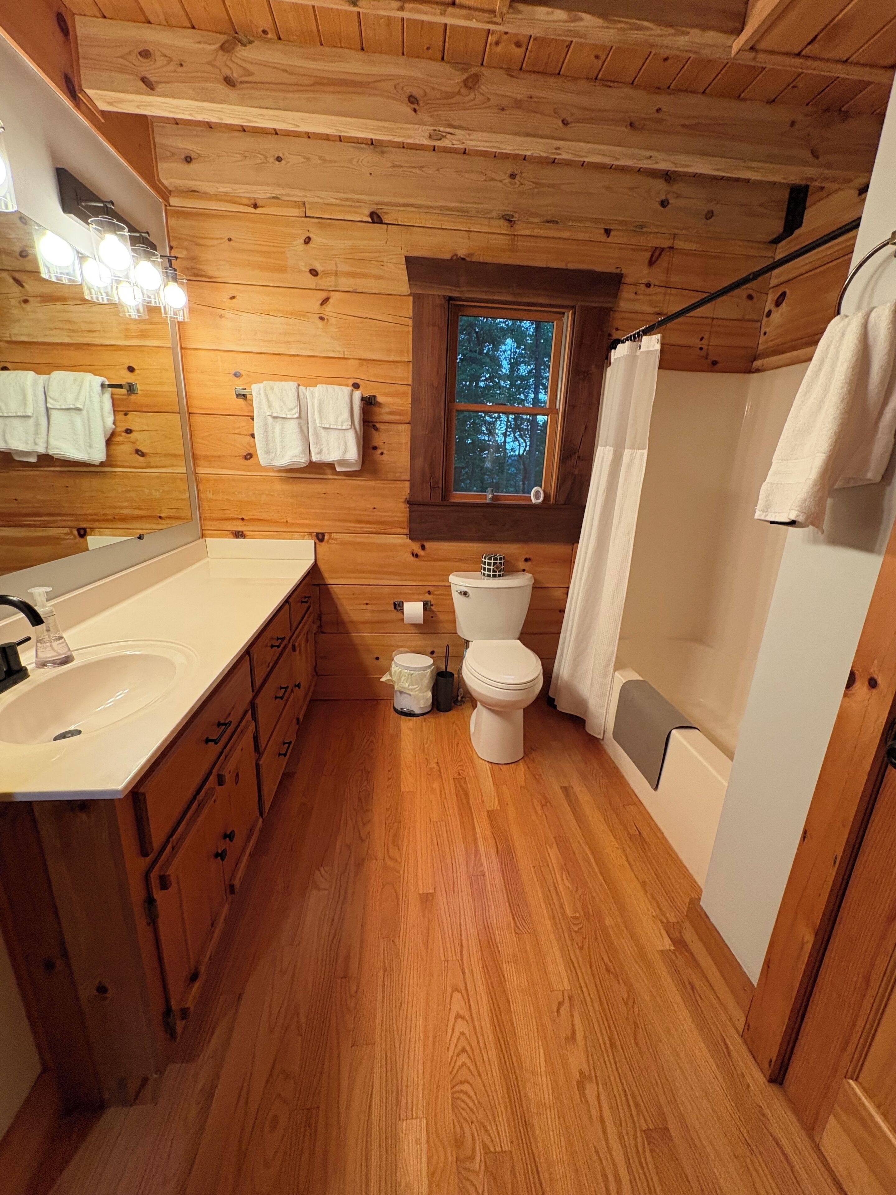 Hair dryer, bidet, towels, soap