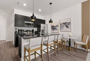 Microwave, dishwasher, high chair