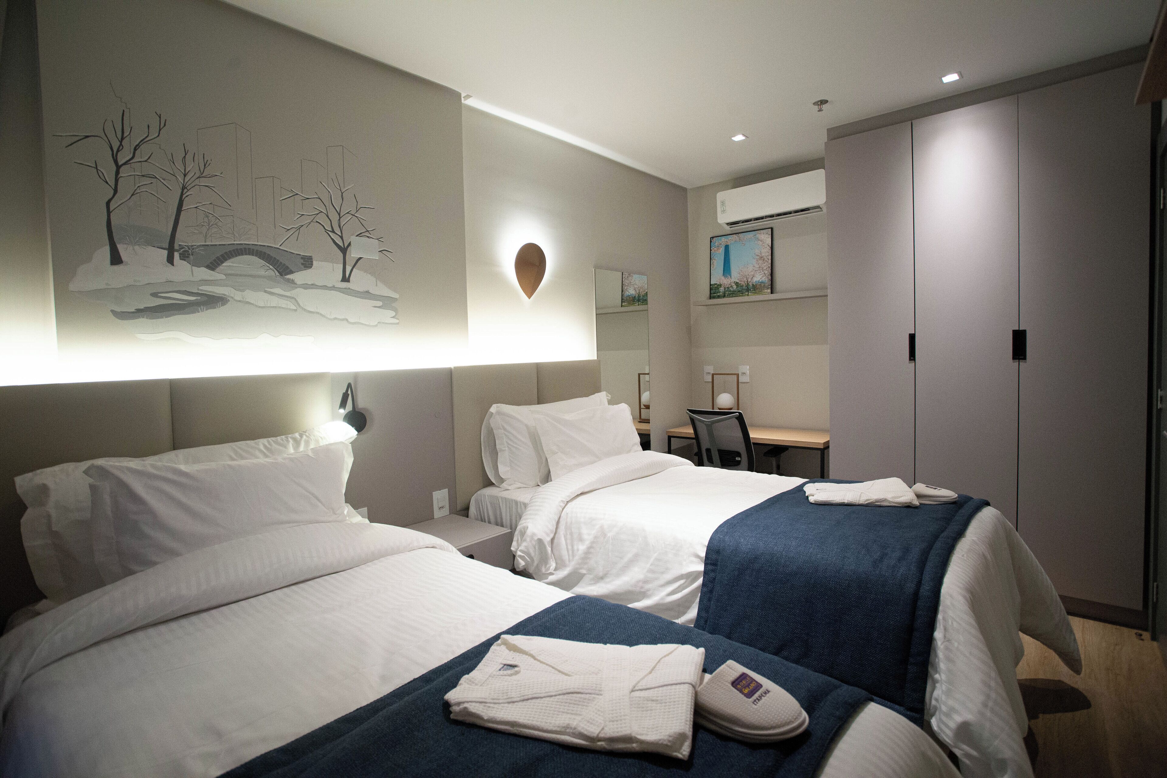 Premium bedding, pillowtop beds, soundproofing, free WiFi