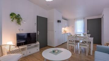 TV, fireplace