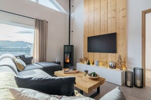 TV, caminetto, impianto stereo