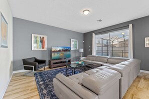 TV, foosball, offices