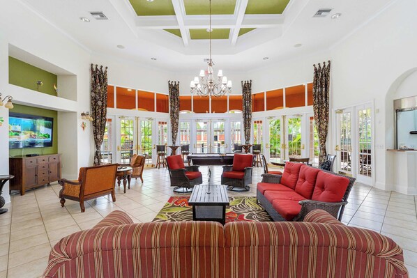 TV, foosball, offices