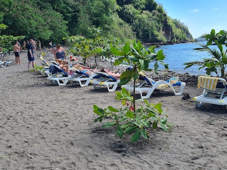 On the beach, black sand. Pinard's Vacation Home-Apt 3