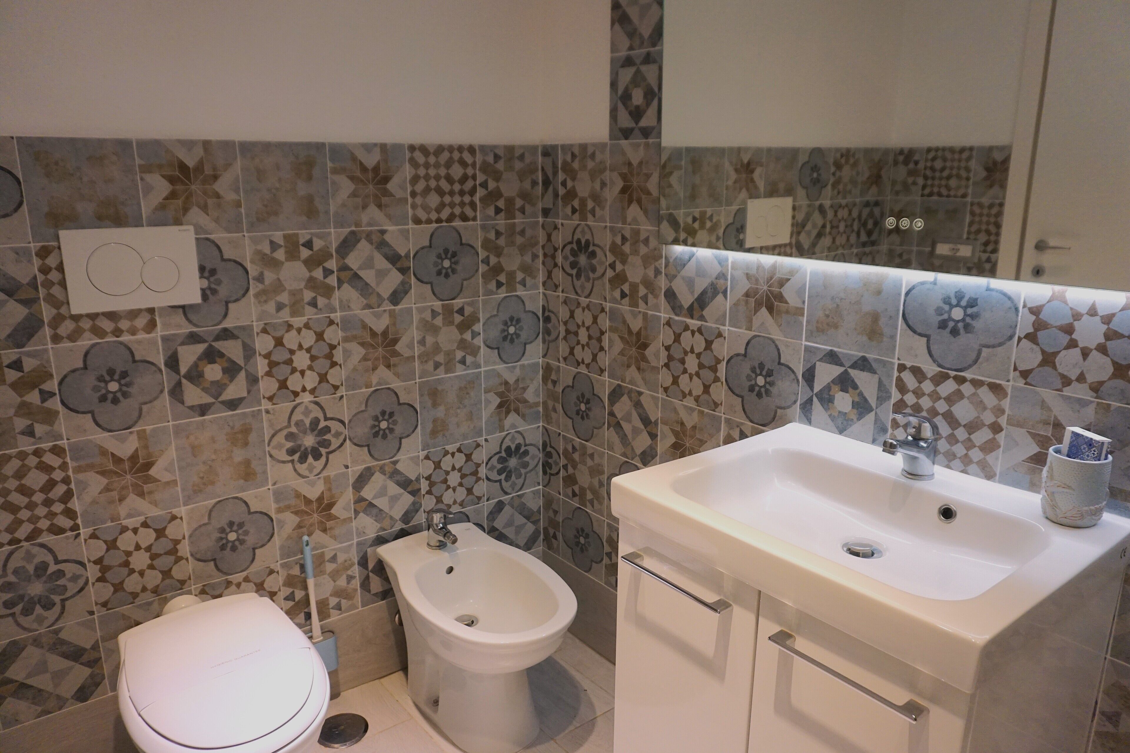 Hair dryer, towels, toilet paper