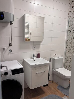 Hårtørrer, bidet, håndklæder, Sæbe