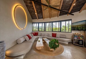 Smart TV, books, stereo