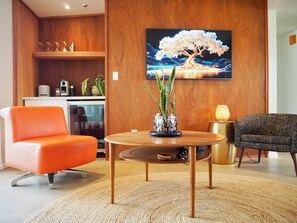 Smart TV, video games, music library, stereo
