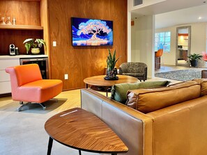 Smart TV, video games, music library, stereo