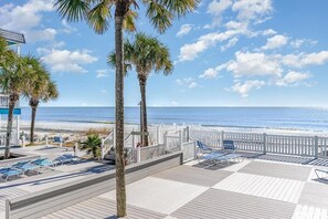 Terrace/patio - Beach House at Garden City. 2-BR condo with private pool, on the beach. (Murrells Inlet)