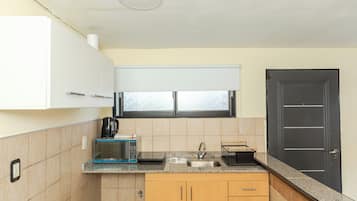 Family Apartment, Kitchenette | Private kitchen | Fridge, microwave, electric kettle, toaster