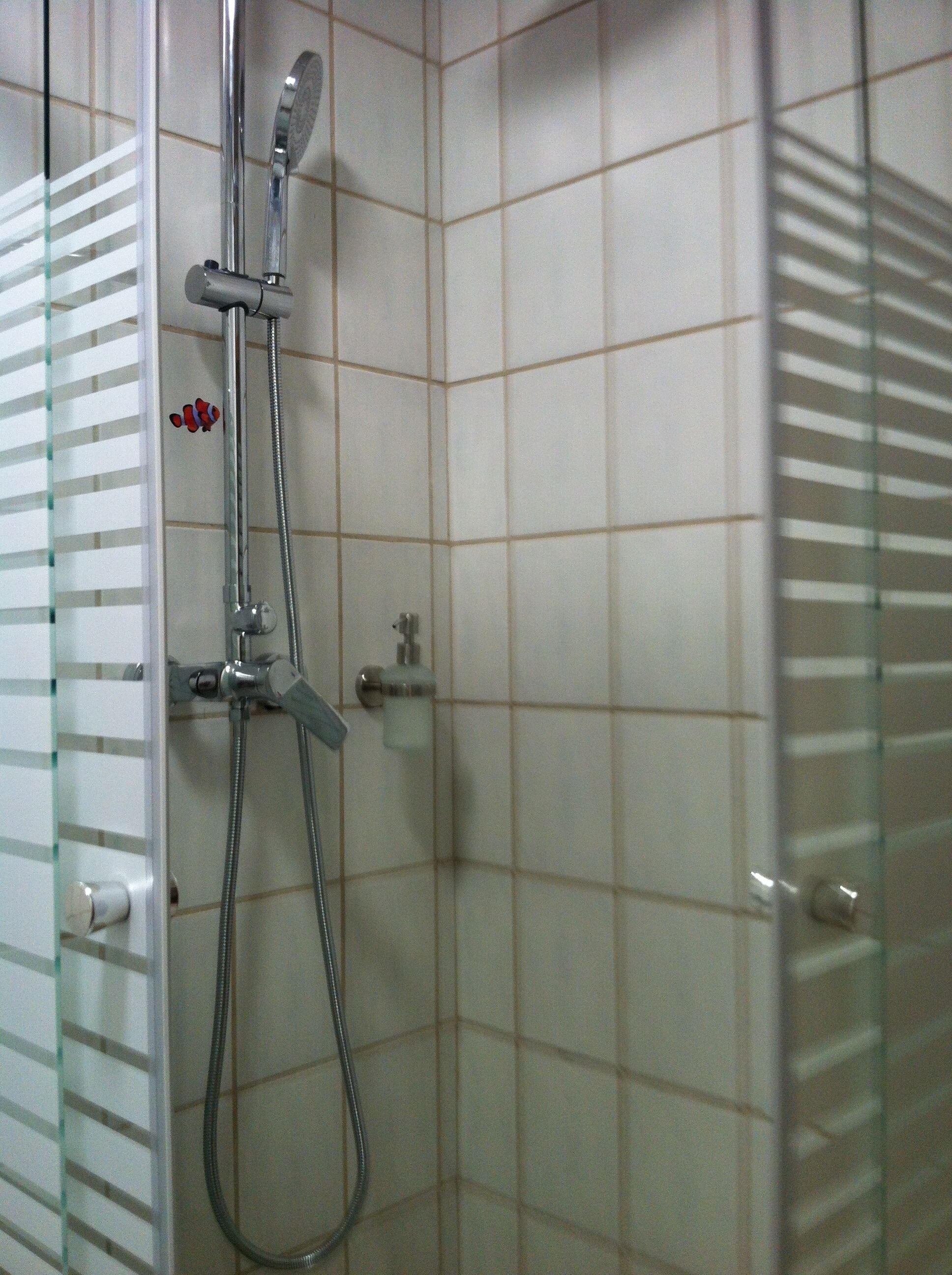 Douche, sèche-cheveux, serviettes fournies