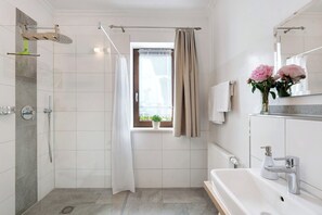 Ducha, secador de pelo y toallas