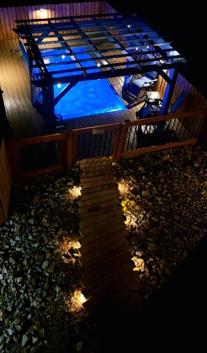 Piscine extérieure, piscine chauffée