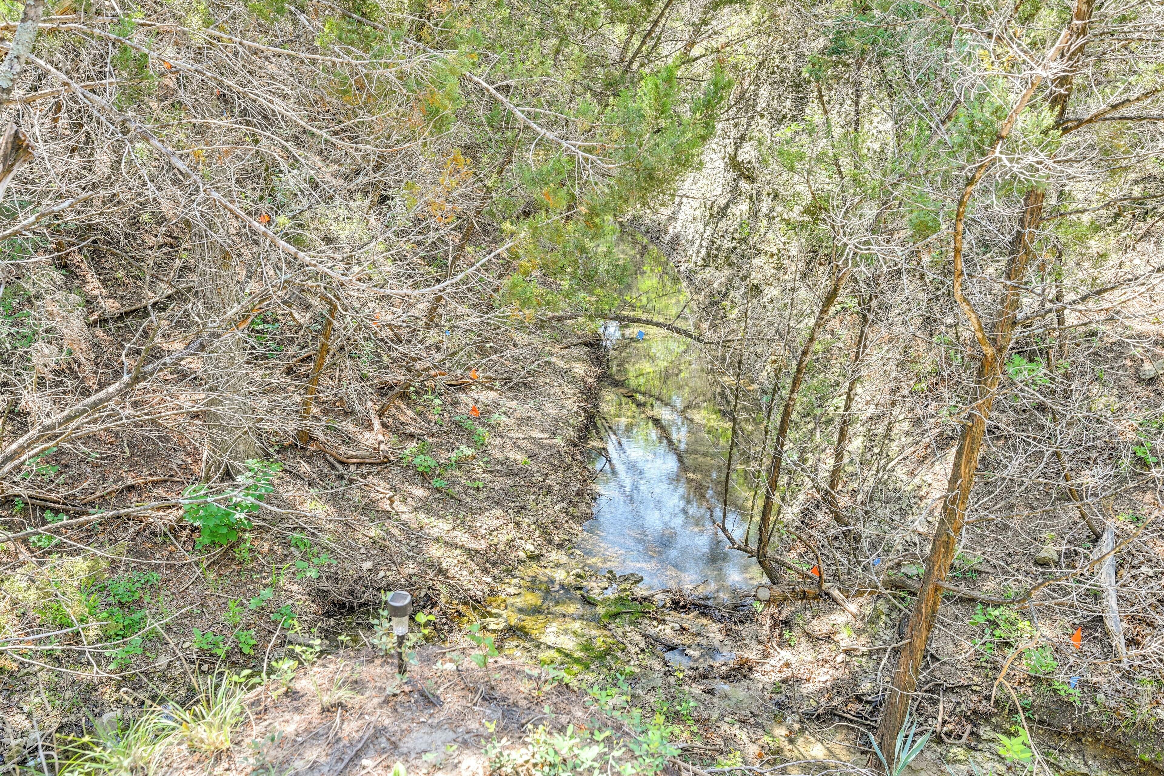 Un paysage naturel caractérisé par un cours d’eau, une végétation luxuriante et un terrain rocheux.