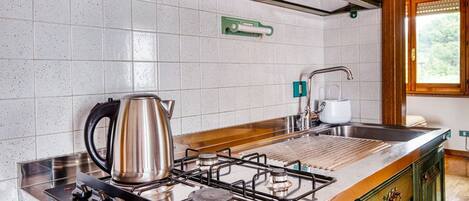 Fridge, microwave, stovetop