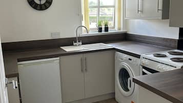 Fridge, microwave, oven, electric kettle