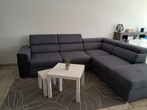 Téléviseur, foyer, table de baby-foot, table de ping-pong