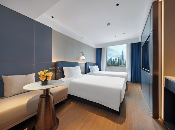 ห้องดีลักซ์ทวิน | เครื่องนอนป้องกันสารก่อภูมิแพ้, ผ้านวมขนเป็ด, เตียงเมมโมรีโฟม