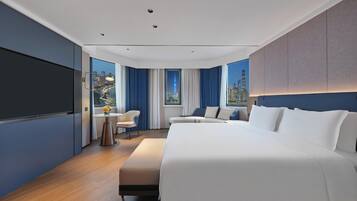 Hypo-allergenic bedding, down duvets, memory-foam beds, free minibar