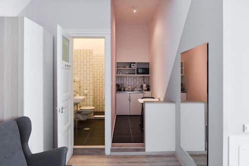 Superior Studio with Square View | Private kitchenette | Microwave, stovetop, cookware/dishes/utensils