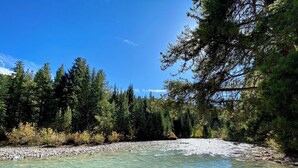 A clear river surrounded by dense forest. - Alcove 74 (Keystone)