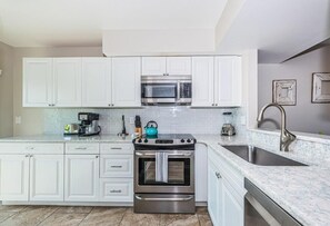 Fridge, microwave, oven, dishwasher