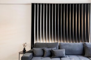 公寓, 城市景觀 | 客廳 | 45-吋智慧型電視、衛星頻道、Netflix、串流服務