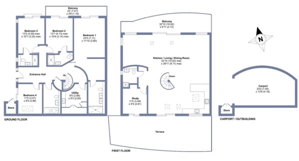 Floor plan - Ocean Skies - sleeps 10 guests in 4 bedrooms (Porthtowan)
