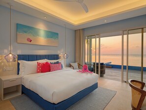 Beach Pool Villa | Roupas de cama premium, frigobar, cofres nos quartos, cortinas blackout