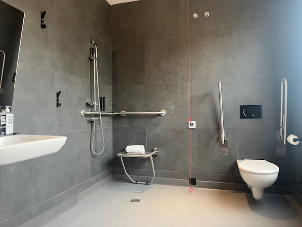 Chambre Standard, 1 lit double, accessible aux personnes à mobilité réduite | Salle de bain
