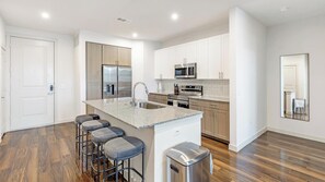 Fridge, dining tables