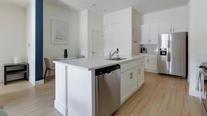 Fridge, dining tables