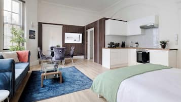 Desk, iron/ironing board, travel cot, free WiFi