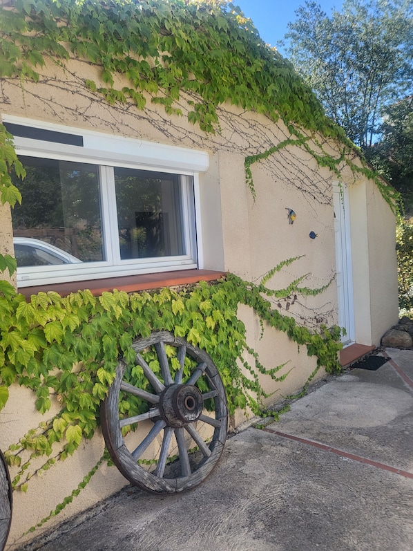Exterior detail - Spacious, fully equipped studio with a terrace, large pool, and shared kitchen  (Reynès)