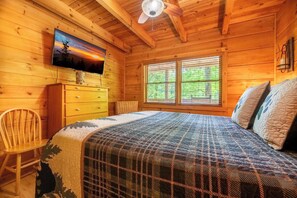 1 bedroom, desk, iron/ironing board, travel cot