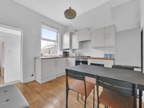 Fridge, microwave, oven, toaster