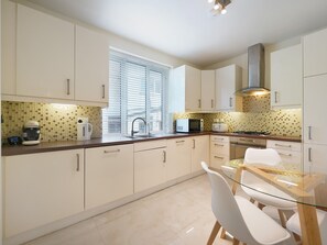 Fridge, microwave, oven, dishwasher