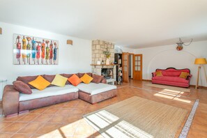 TV, fireplace