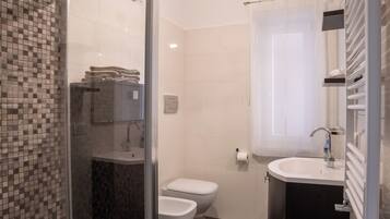 Dusche, Haartrockner, Bidet, Handtücher