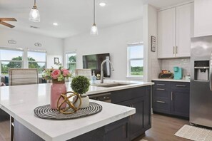 Fridge, microwave, oven, stovetop - Modern Farmhouse in McDade (McDade)