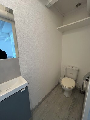 Ducha, secador de pelo, jabón y papel higiénico