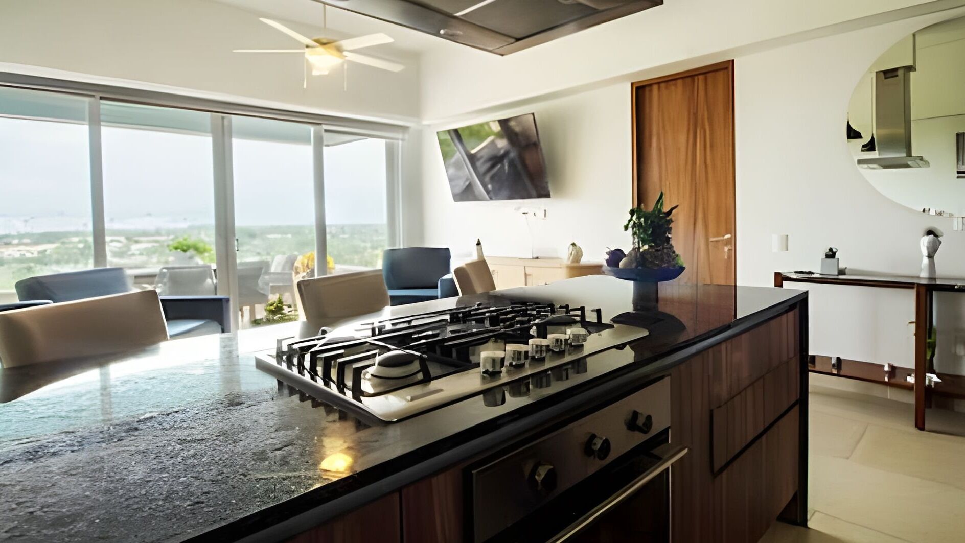 Fridge, microwave, cookware/dishes/utensils