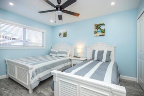 2 bedrooms, iron/ironing board, internet, bed sheets