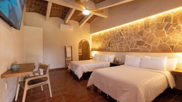 Family Double Room, 2 Double Beds, Garden View | In-room safe, laptop workspace, free WiFi