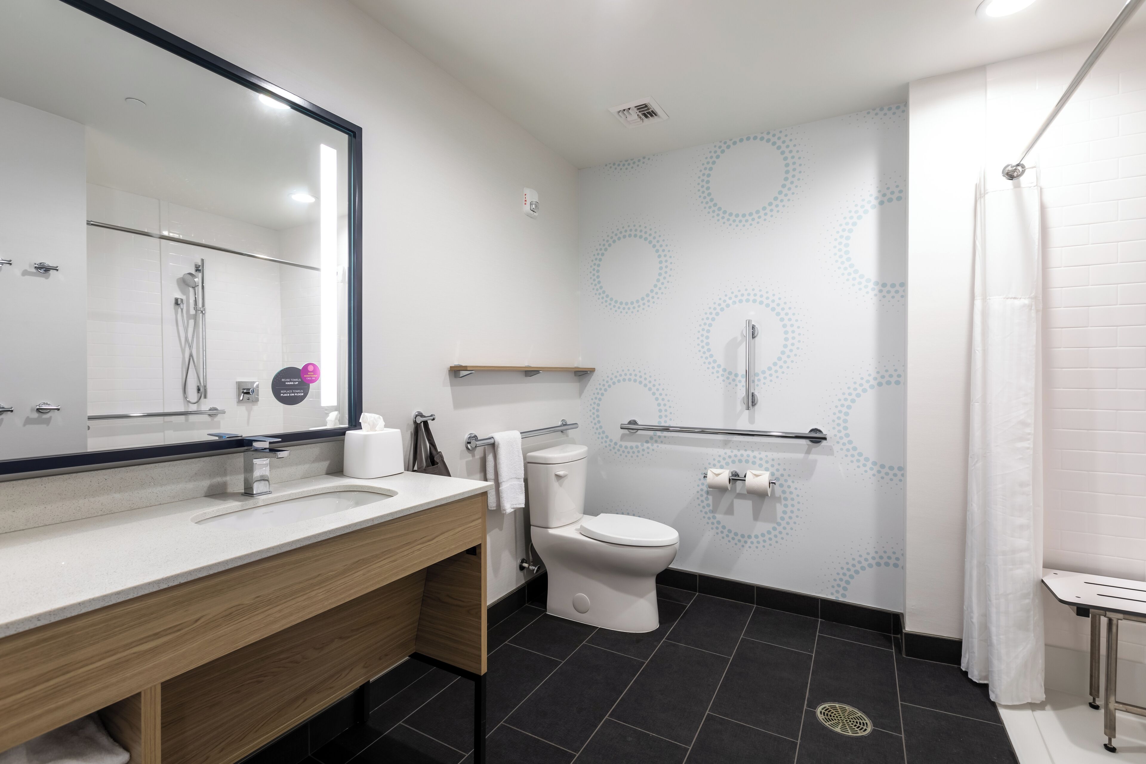 Quarto, 1 cama King, acessível (Mobility & Hearing, Roll-In Shower) | Banheiro